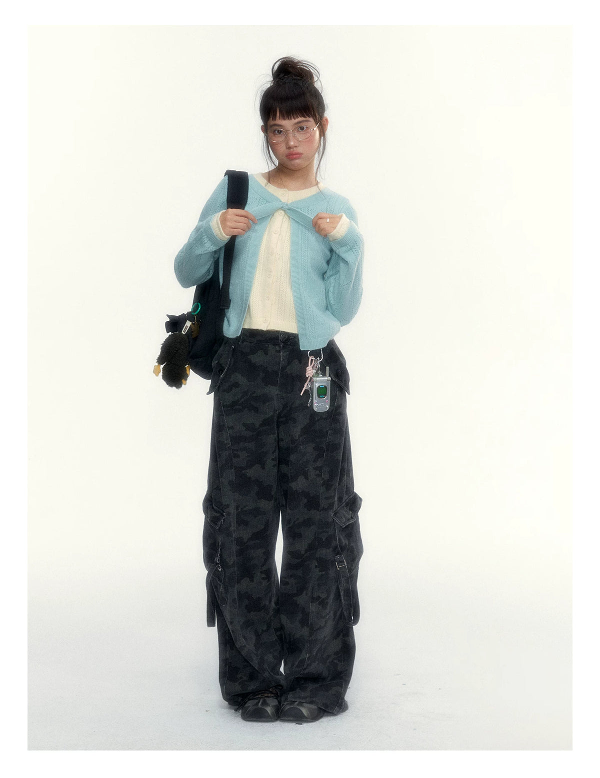 Camouflage Washed Wide-Leg Utility Pants