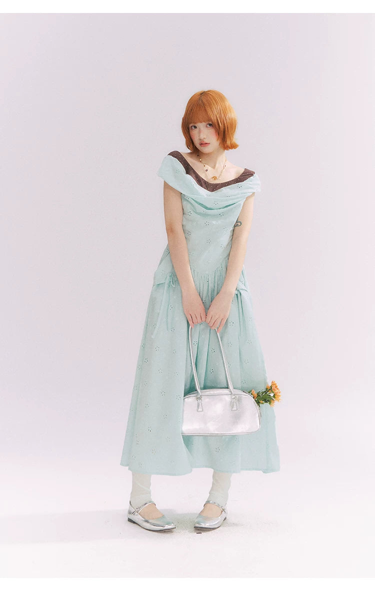 “Heartfelt Rendezvous” Mint Green French Embroidered Cutout Dress