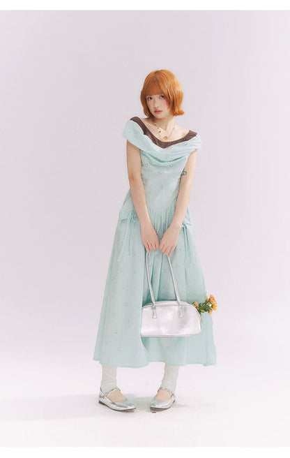“Heartfelt Rendezvous” Mint Green French Embroidered Cutout Dress