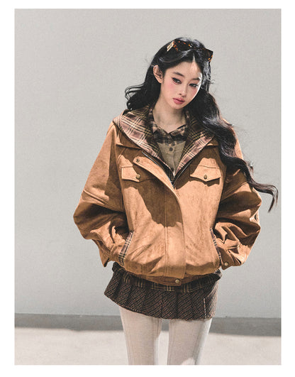 少也眼 “Landing Before Dawn” Hepburn-Inspired Quilted Hoodie Jacket 786984364