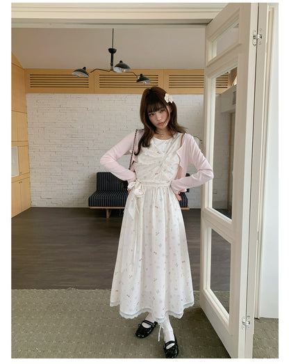 “Berry Orchard Reverie” White Floral Sleeveless Dress