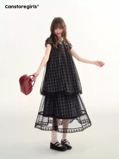 "Soft Check Reverie" Plaid Top, Skirt & Shorts Set LL2026014