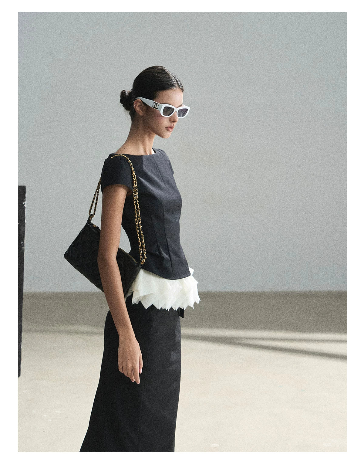 "Her Black & White Poem" Elegant Contrast Two-Piece Set