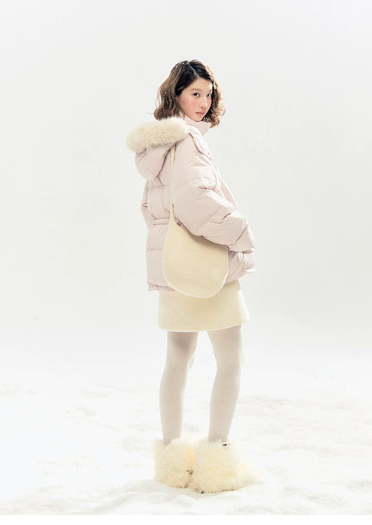 "Blush Cloud Haven" Misty Pink 2-Way Detachable Sleeve Down Jacket & Vest