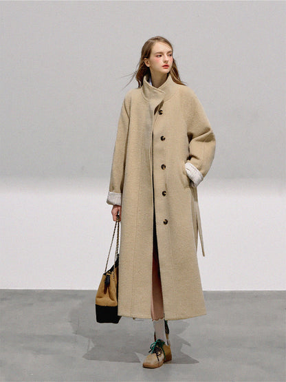 BOHOL BLING - Vintage Preppy Khaki Wool Blend Long Coat