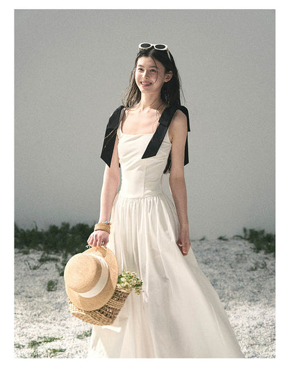 "Whispered Spring Midnight" Gardenia White Maxi Sundress 84545