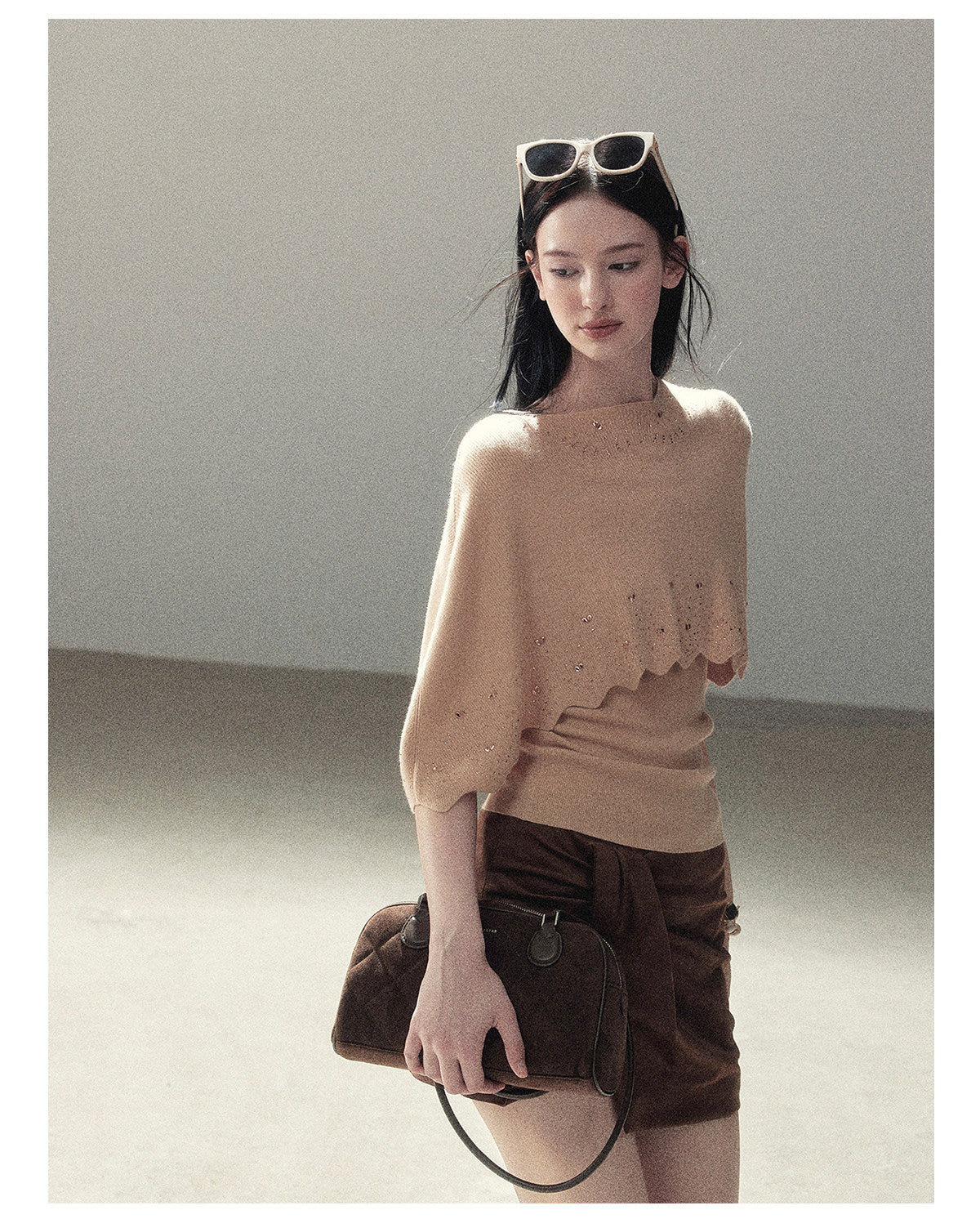 170726 "Stardust in the Air" Cinnamon Pink Cape Sweater & Cami Set