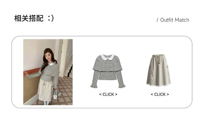 “Misty Sonata” Grey Layered Stripe Knit Top