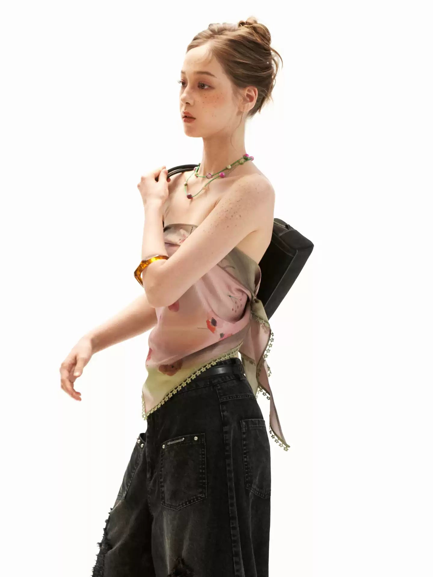 Pink Swirl Scarf-Hem Reversible Tube Top