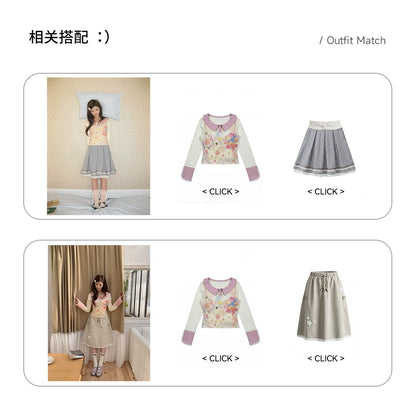 “Spring Palette Reverie” Apricot Cropped Knit Top