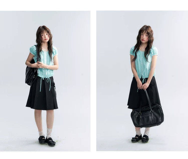 "Midnight Academy" Black Pleated Mini Skirt