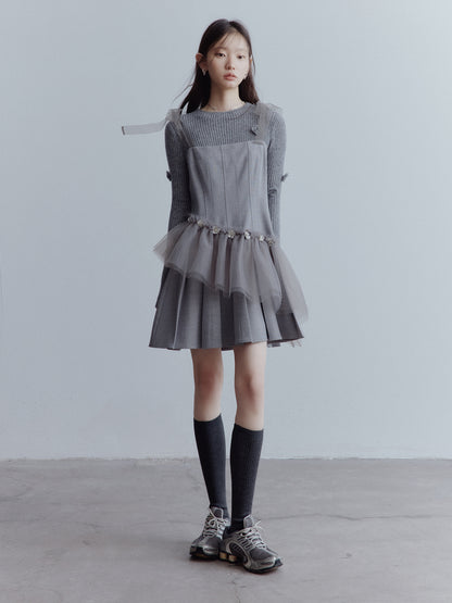 FUSSED Moonlight Elf Beaded Tulle Dress – Storm Gray FOF-25AW204