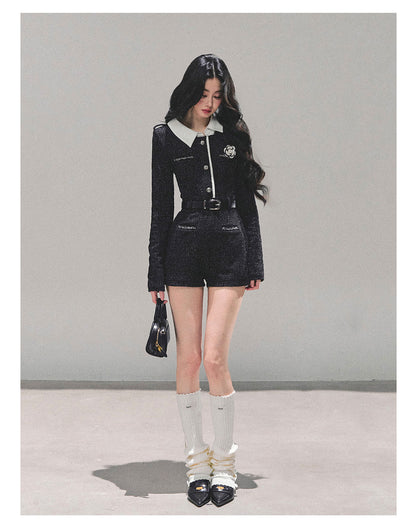 少也眼 “Echoes of Stillness” Tweed-Inspired Winter Jumpsuit 235232