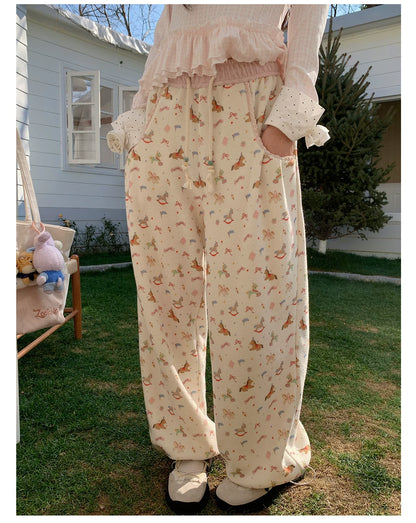 “Dream Pony Picnic” Apricot Pony Print Lounge Pants