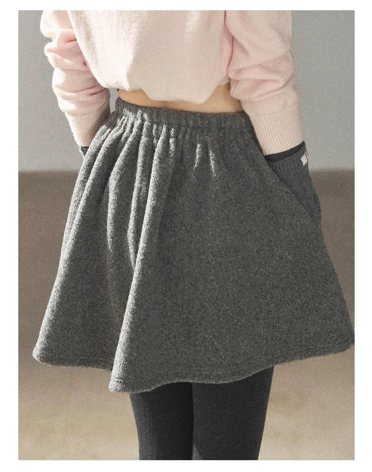 AOMALM - "Winter Traces" Dark Heather Gray Pleated A-Line Mini Skirt