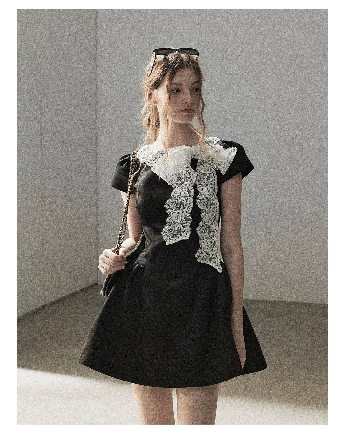 "A River Woven by Moonlight" Rich Black Lace Cocktail Mini Dress