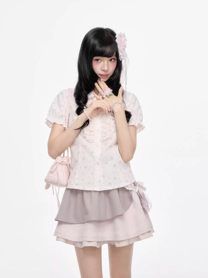 “Melly Melly” Cream & Gray Japanese School Girl Set