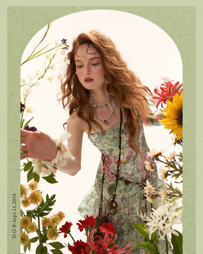"Verdant Escape" Green Floral Strapless Maxi Dress WE922