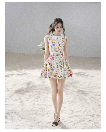 "Fallen Petals" Fleur White Floral Mini Dress