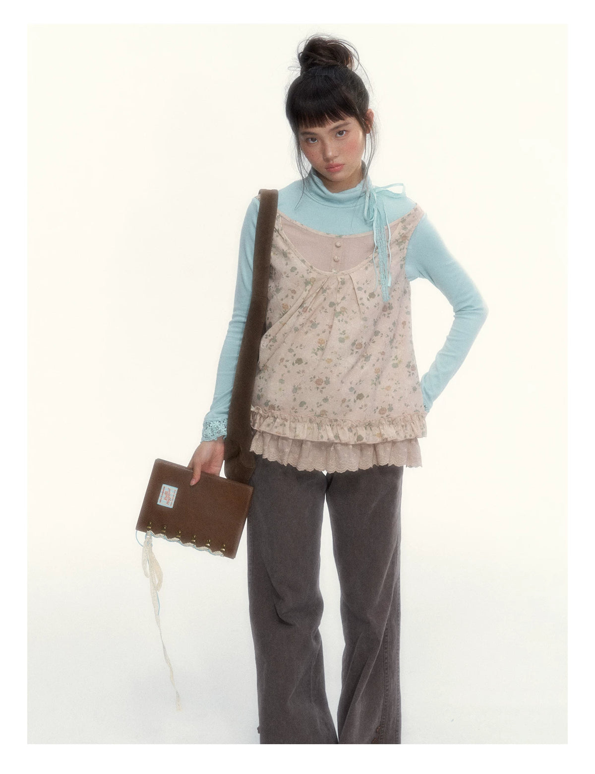 "A Season Called Autumn" Coffee Brown Vintage Washed Wide-Leg Utility Pants