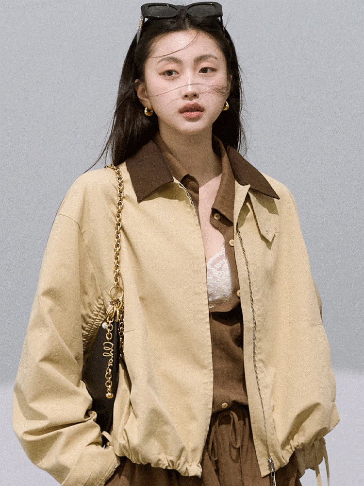 OAKMOO - Vintage Textured Cotton-Linen Jacket with Adjustable Ties – Amber Almond 25Q361