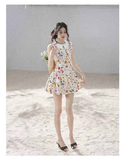 "Fallen Petals" Fleur White Floral Mini Dress