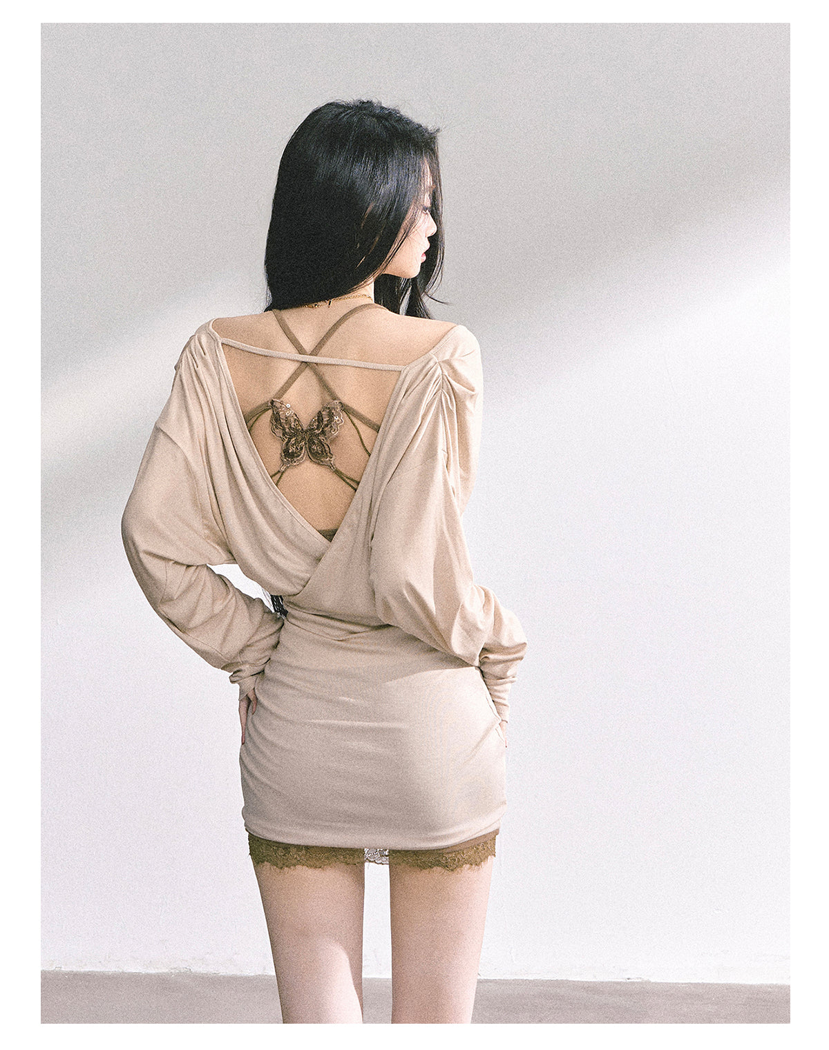 少也眼 “Cinnamon Lace Reverie" Fitted Dress Set 56589377878