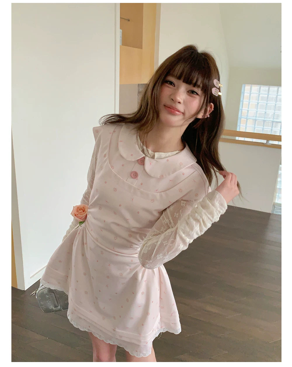 “White Tea Daydream” Pink Peter Pan Mini Dress