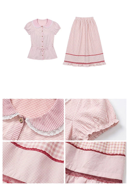 “Pink Plaid Daydream” Pink Plaid Skirt Set