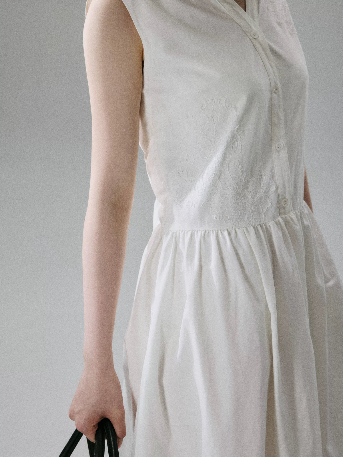 LOST FOREST - White Lyocell-Cotton Tie-Strap Pocket Maxi Dress
