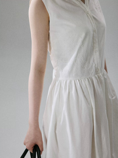 LOST FOREST - White Lyocell-Cotton Tie-Strap Pocket Maxi Dress
