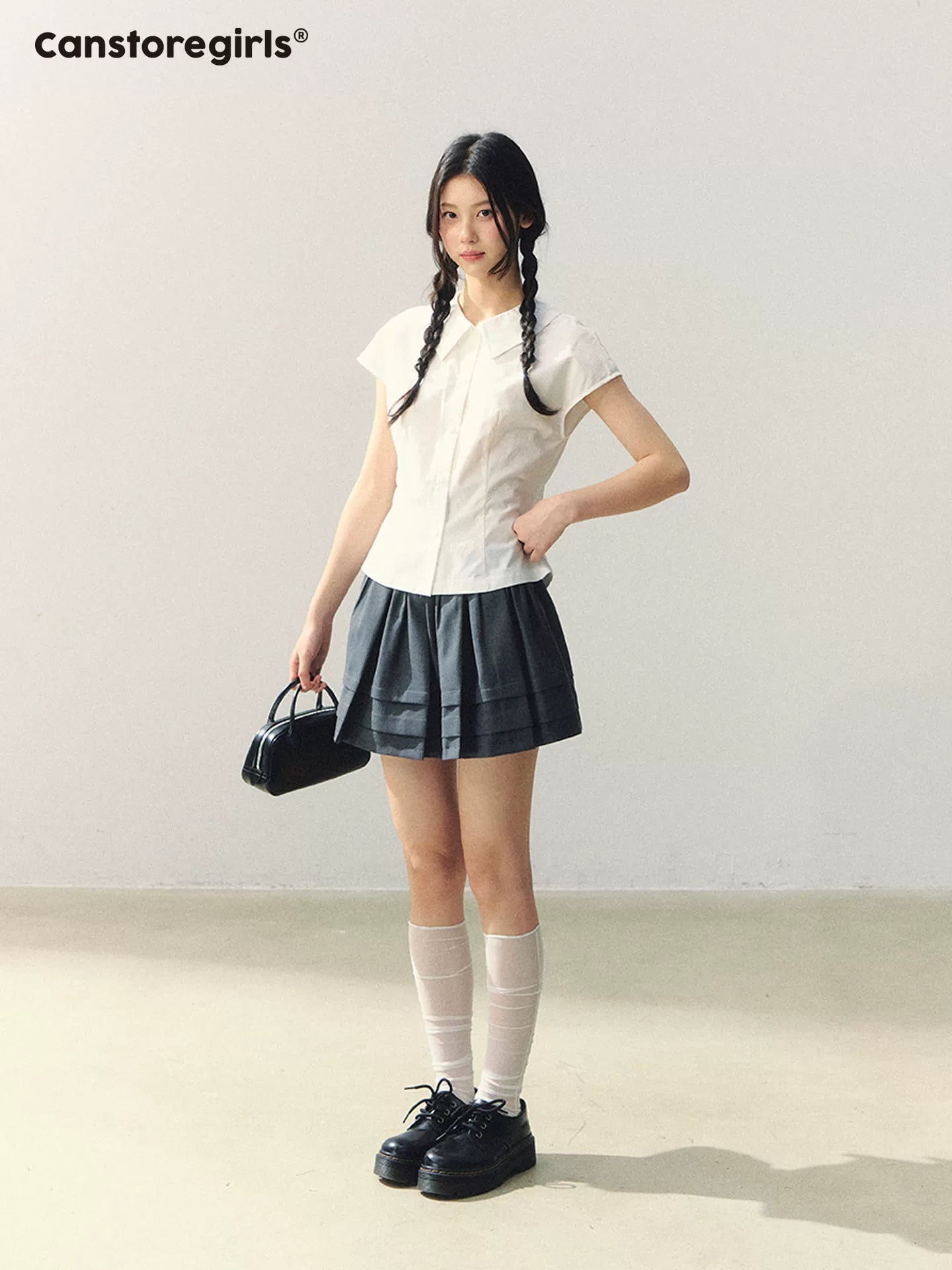 "White Letter from Her" Waist-Fit Classic White Shirt LL2026021