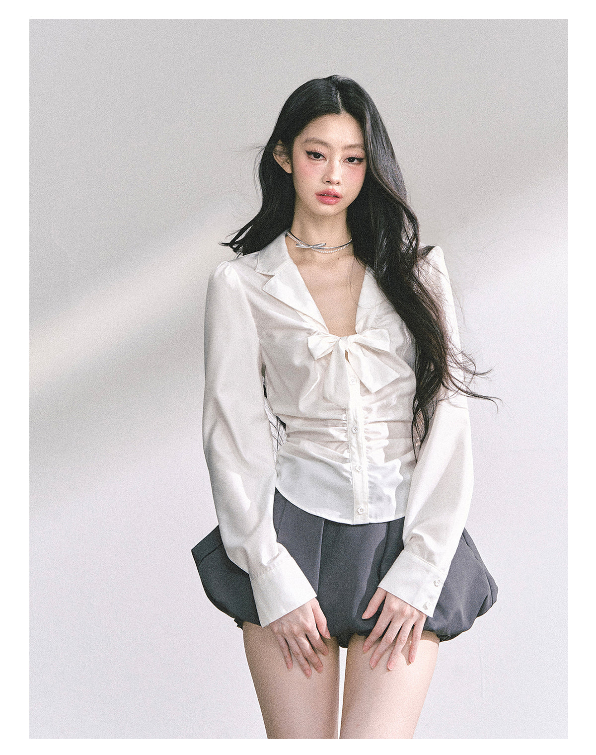 少也眼 "K-Drama White Moonlight" Soft Sophisticate Blouse - White 486864