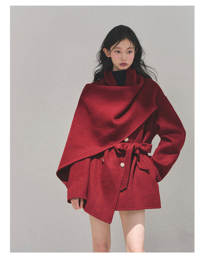 少也眼 “Winter Balcé Whisper” Wool Blend Overcoat - Red 7886436