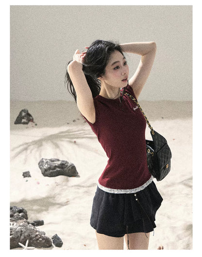"Layered Petals in Motion" Black Iris Ruffle Skort 5324853