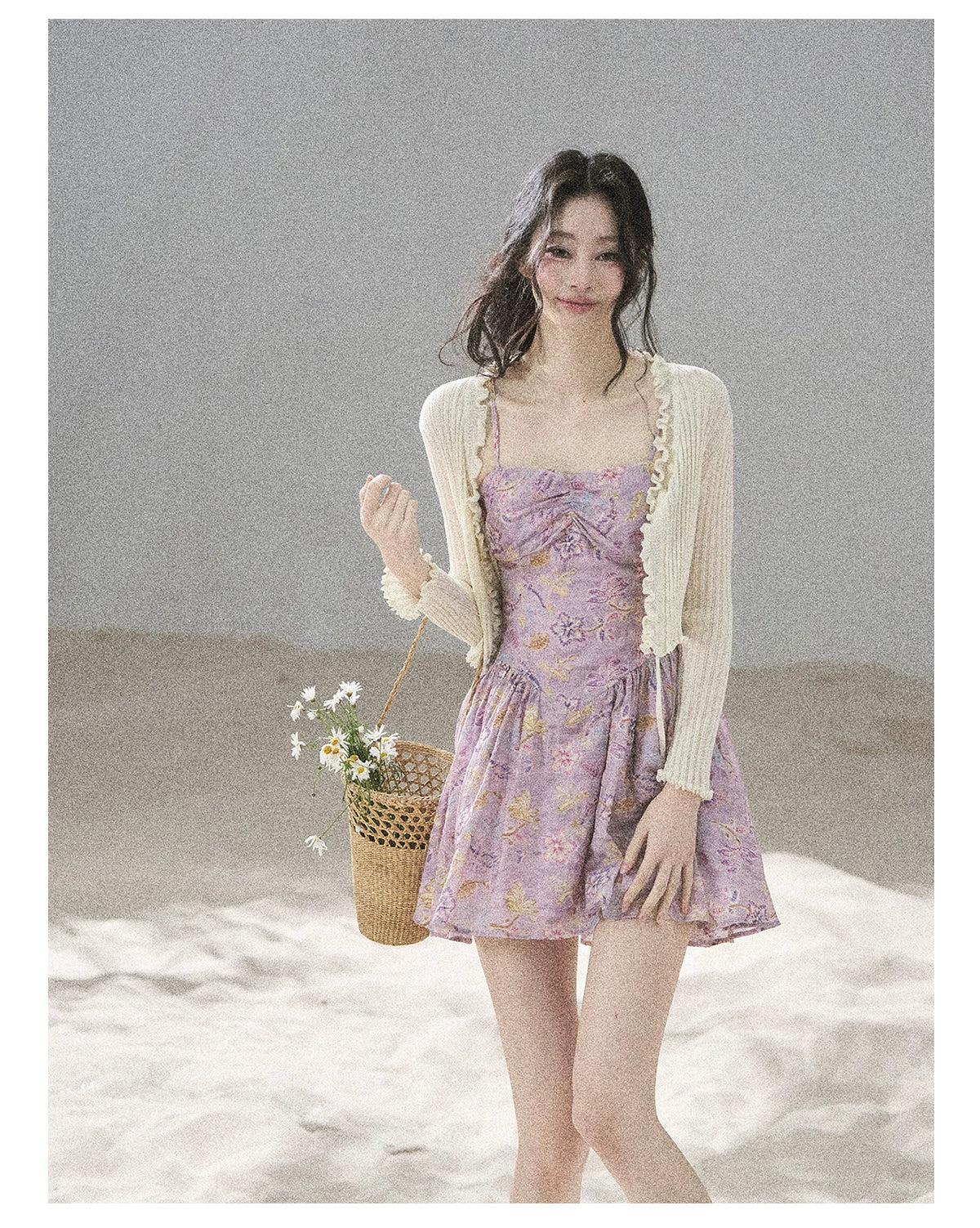 "Iris Bloom" Purple Iris Cami Mini Dress