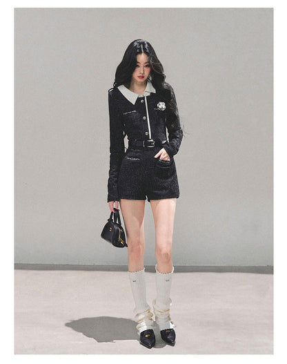 少也眼 “Echoes of Stillness” Tweed-Inspired Winter Jumpsuit 235232