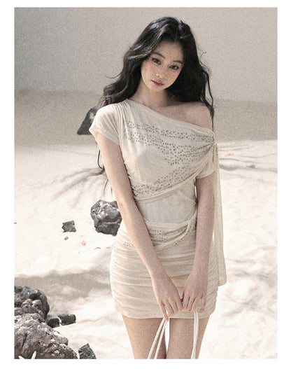 “Frosted Kiss” Milk Apricot Mini Dress