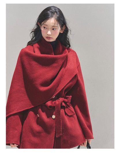 少也眼 “Winter Balcé Whisper” Wool Blend Overcoat - Red 7886436