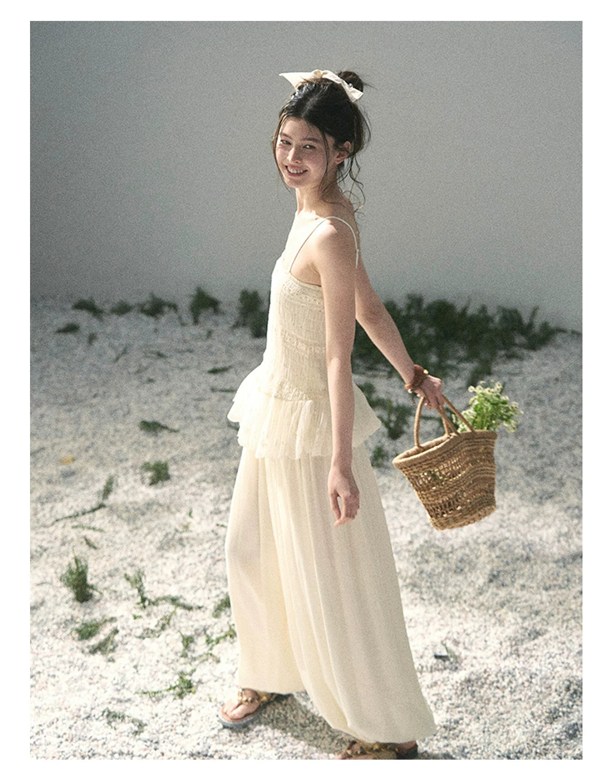 "Fallen Into Your Gaze" Dutch Cheese Lace Top & Jogger Pants Two-Piece Set