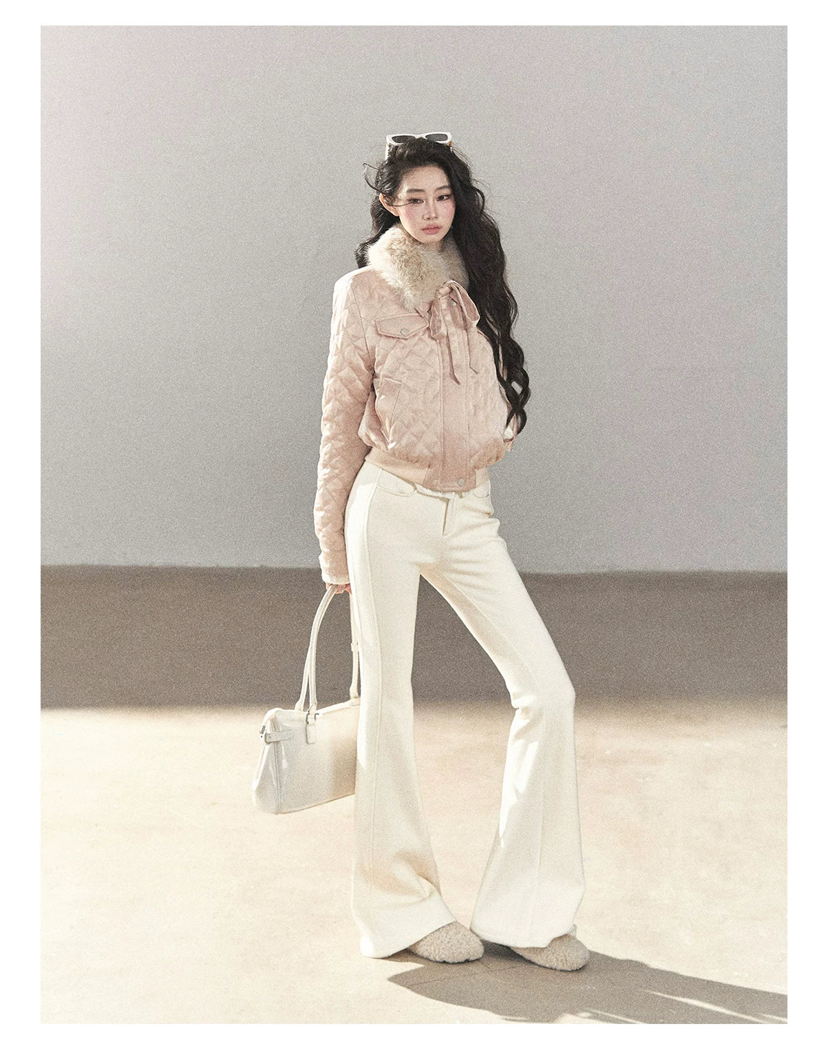 AOMALM - Cinnamon Pink 90% White Duck Down Cropped Puffer Jacket