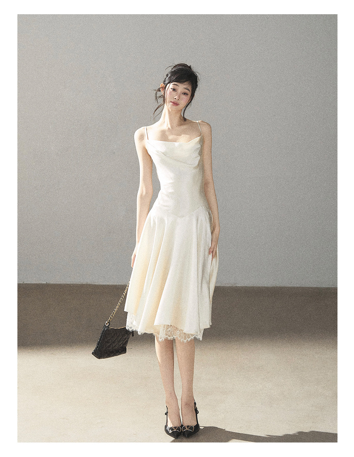 170726 "Planting a Garden of Pear Blossoms" Cream White Lace Mini Dress