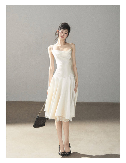 170726 "Planting a Garden of Pear Blossoms" Cream White Lace Mini Dress