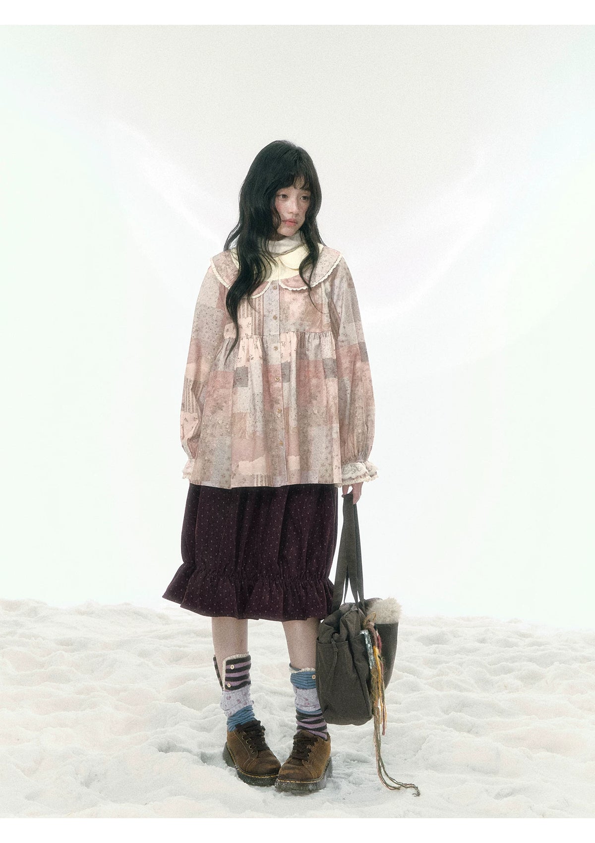 JOVYLLE - Berry Purple Star Print Bubble Skirt