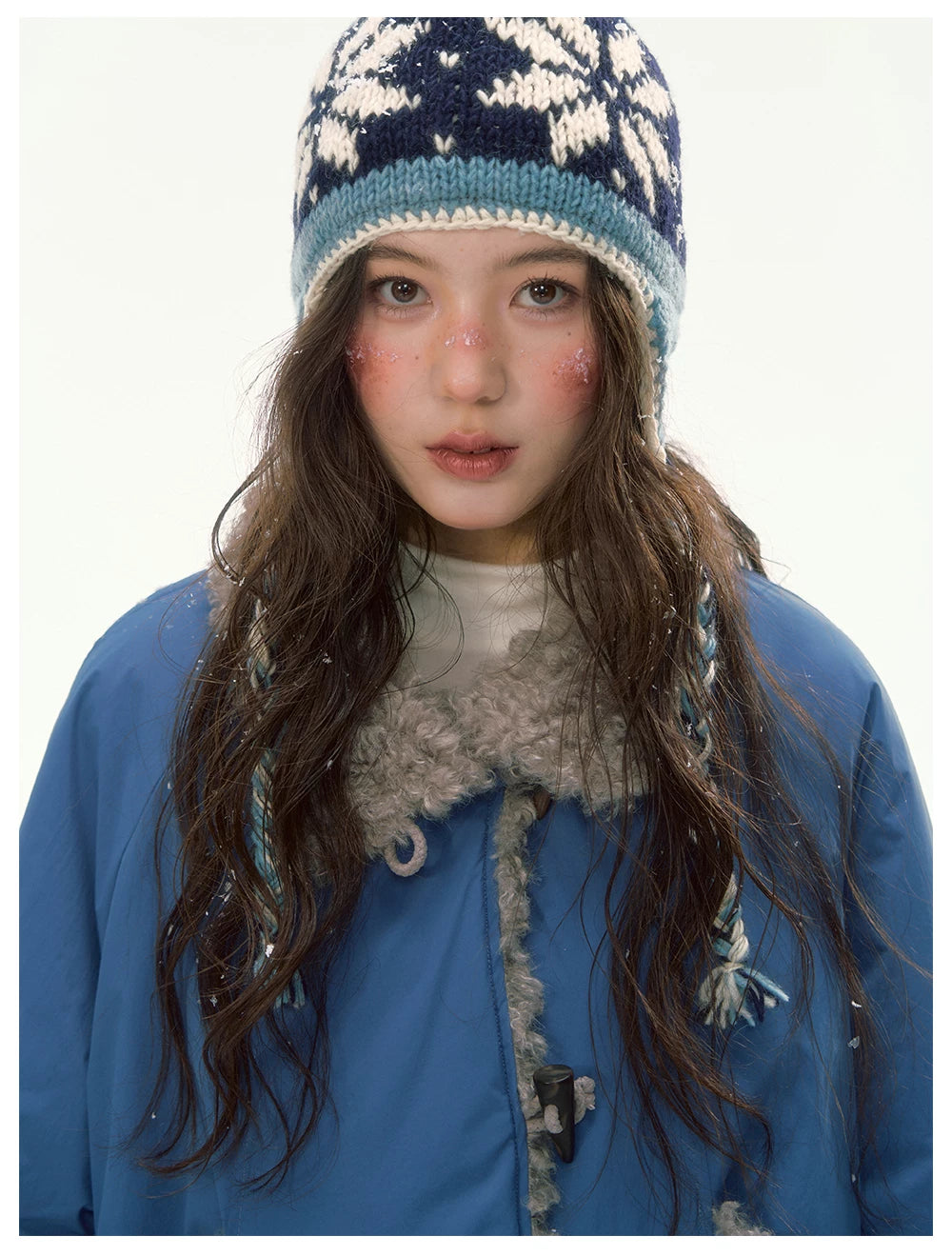 CANSTORE - "Cobalt Snowfall" Cobalt Blue Cropped Toggle Coat with Plush Trim