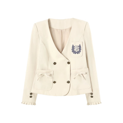 "Showa Era" Layered Uniform Collection (Collarless Blazer / Sailor Blouse / Uniform Skirt / Polka Dot Scarf)
