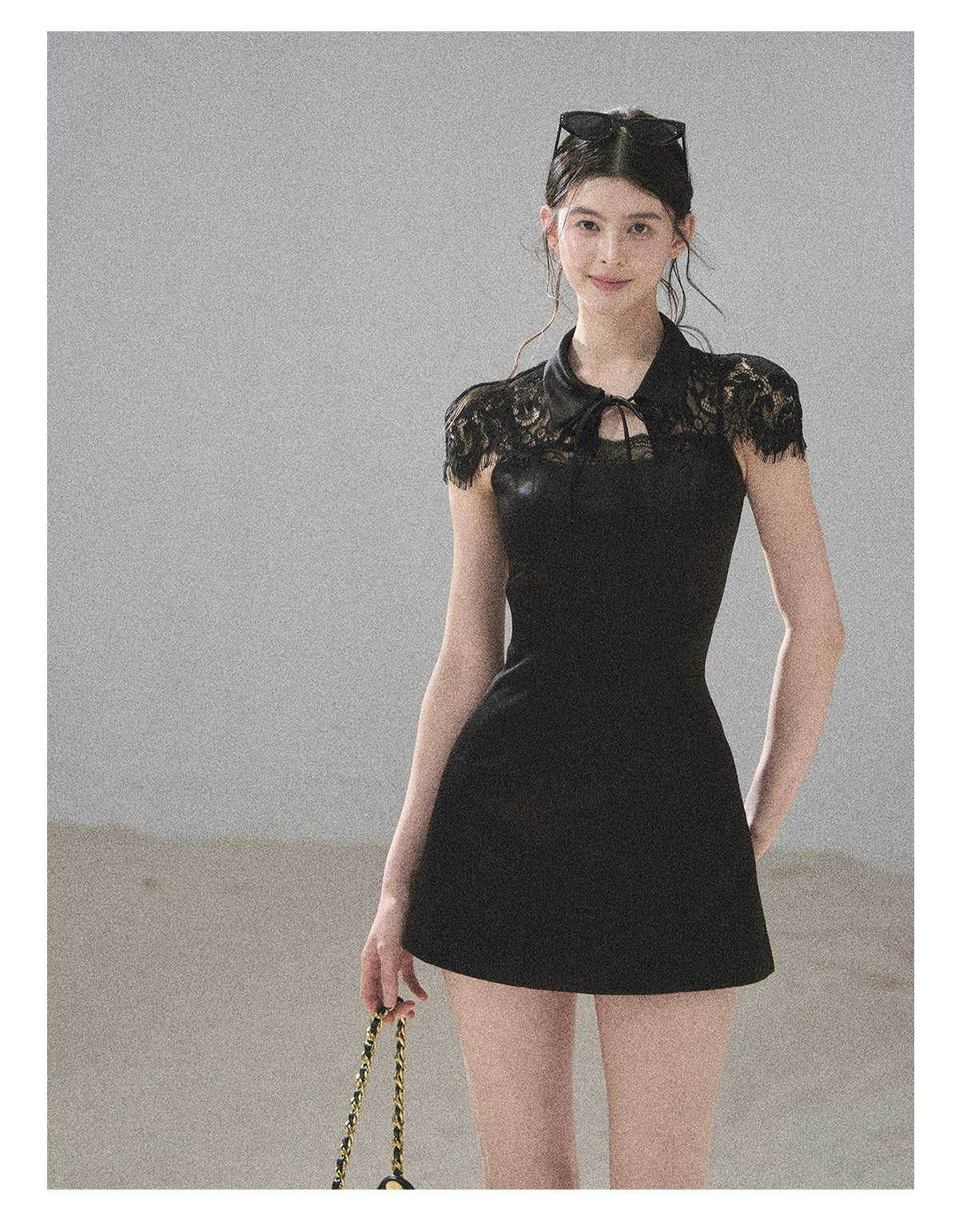 "Moonlit Rose Sonata" Tranquil Black Lace Mini Dress & Cape Set