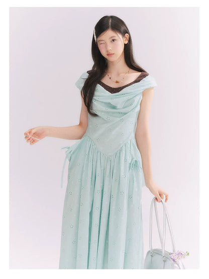 “Heartfelt Rendezvous” Mint Green French Embroidered Cutout Dress