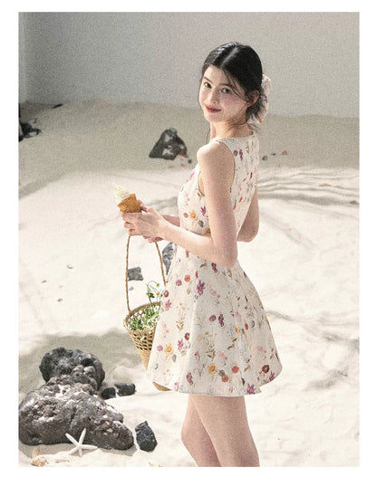 "Chamomile Summer" Dutch Cheese Floral Lace Pinafore Mini Dress 46345