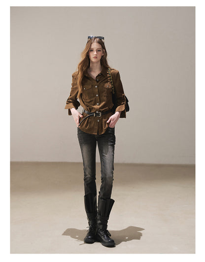 170726 "Scattered Across the Dunes" Rich Cocoa Utility Shirt with Belt
